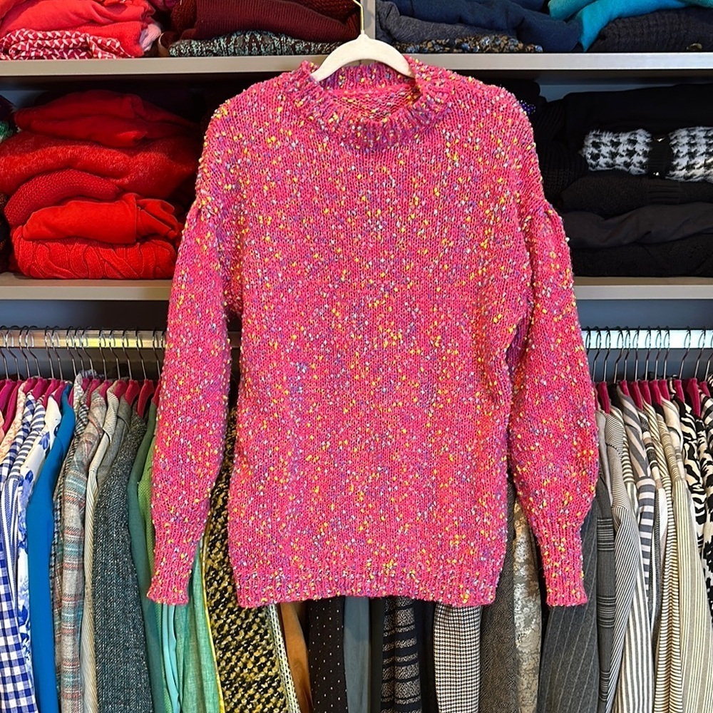 SHEIN pink/multicolored long sleeve crew neck oversized sweater size S